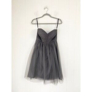 Jenny Yoo Collection Grey Tulle Strapless Bridesmaid Cocktail Dress size 2